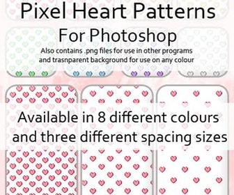 Pixel Heart Patterns for PS