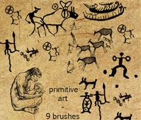 9 primitive art brushes