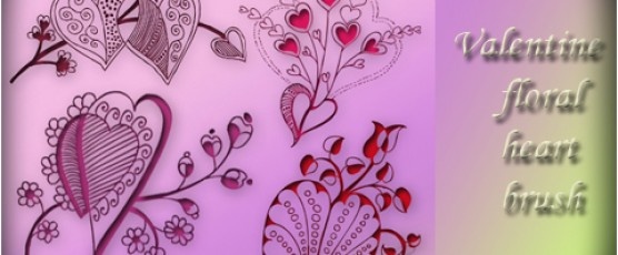 Valentine Floral Decorative Heart Brushes