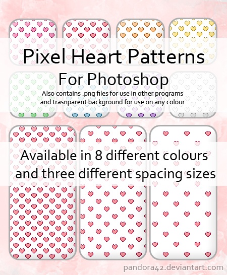 Pixel Heart Patterns for PS
